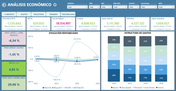 Cuadro de mando de análisis económico de BiAudit